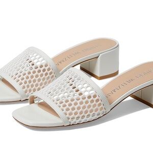 Stuart Weitzman Cayman Perforated Leather Mules
